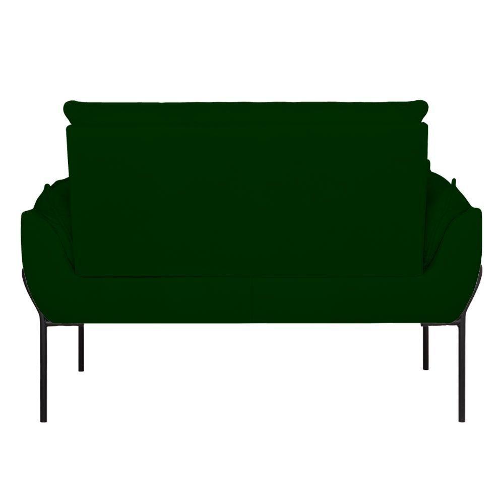 Sofá Namoradeira Base Metal Preta Reforçada Tecido Suede Verde - 3