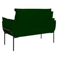Sofá Namoradeira Base Metal Preta Reforçada Tecido Suede Verde - 2