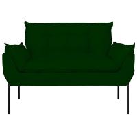 Sofá Namoradeira Base Metal Preta Reforçada Tecido Suede Verde
