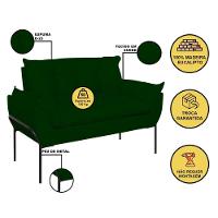 Sofá Namoradeira Base Metal Preta Reforçada Tecido Suede Verde - 5
