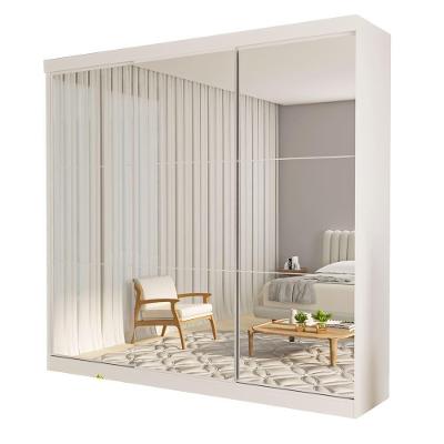 Guarda Roupa 3 Portas De Correr Todo Espelhado 4 Gavetas Isabela Minastex Branco