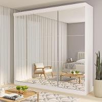 Guarda Roupa 3 Portas De Correr Todo Espelhado 4 Gavetas Isabela Minastex Branco - 2