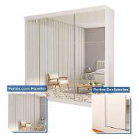 Guarda Roupa 3 Portas De Correr Todo Espelhado 4 Gavetas Isabela Minastex Branco - 9
