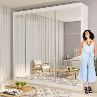 Guarda Roupa 3 Portas De Correr Todo Espelhado 4 Gavetas Isabela Minastex Branco - 10