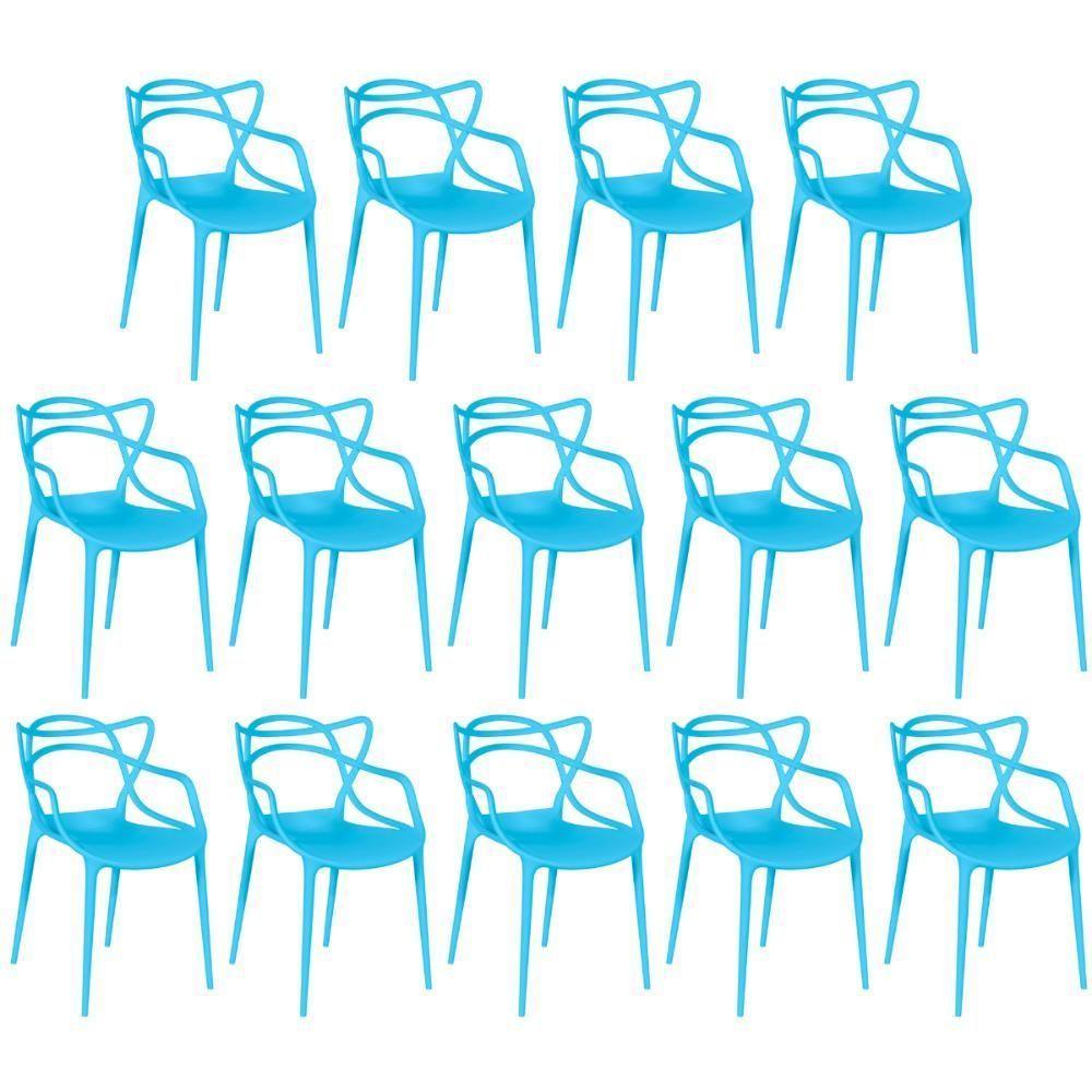 Kit 14 Cadeiras De Jantar Allegra Design Empilhável - Azul - 1