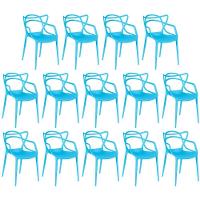 Kit 14 Cadeiras De Jantar Allegra Design Empilhável - Azul - 1