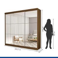 Guarda Roupa 3 Portas De Correr Todo Espelhado 4 Gavetas Isabela Minastex Freijó - 3