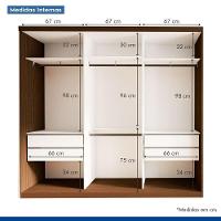 Guarda Roupa 3 Portas De Correr Todo Espelhado 4 Gavetas Isabela Minastex Freijó - 6