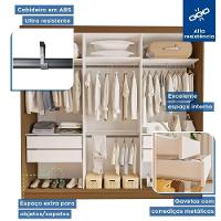 Guarda Roupa 3 Portas De Correr Todo Espelhado 4 Gavetas Isabela Minastex Freijó - 7