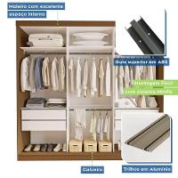 Guarda Roupa 3 Portas De Correr Todo Espelhado 4 Gavetas Isabela Minastex Freijó - 8