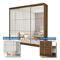 Guarda Roupa 3 Portas De Correr Todo Espelhado 4 Gavetas Isabela Minastex Freijó - 9
