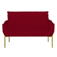 Sofá Namoradeira Base Metal Dourada Reforçada Tecido Suede Vermelho - 7