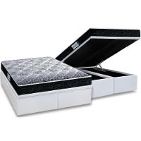 Cama Box Baú Queen: Colchão Espuma Probel D33/EP Firmepedic ProDormir Advanced Tech1500 Double Face + Base CRC Courano White(158x198) - 1