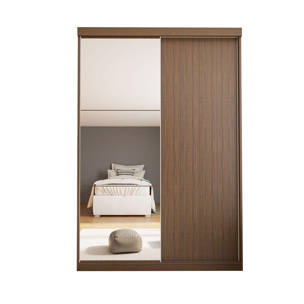 Guarda Roupa 2 Portas De Correr Com Espelho 2 Gavetas Cléo Minastex Freijó - 8