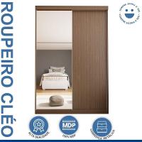 Guarda Roupa 2 Portas De Correr Com Espelho 2 Gavetas Cléo Minastex Freijó