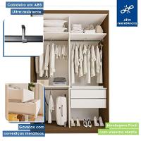 Guarda Roupa 2 Portas De Correr Com Espelho 2 Gavetas Cléo Minastex Freijó - 5