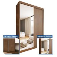 Guarda Roupa 2 Portas De Correr Com Espelho 2 Gavetas Cléo Minastex Freijó - 7