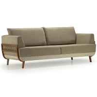 Sofá Blendi Ozki 200 Cm Madeira Eucalipto Cedro Tecido Composê Cinza E Bege Corda Redonda Canela - 6