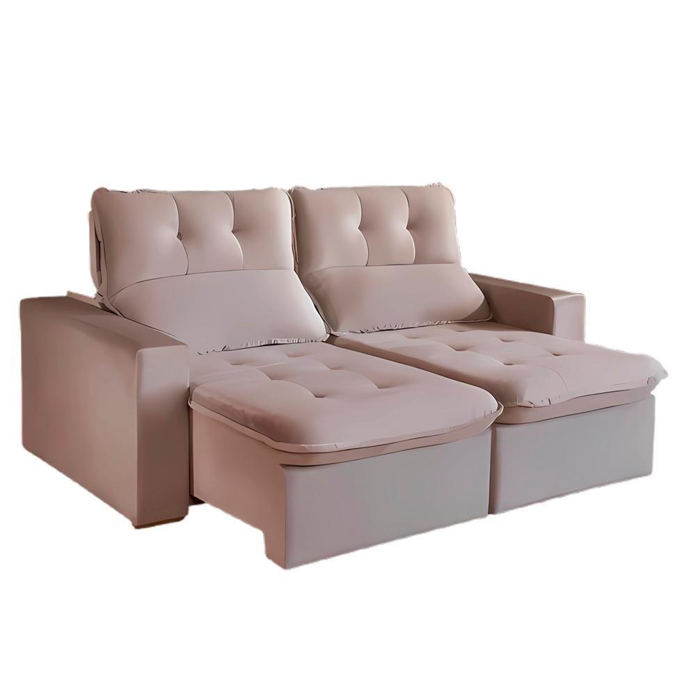 Sofá Retrátil E Reclinável Berlim Veludo Bege 2m - 1