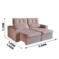 Sofá Retrátil E Reclinável Berlim Veludo Bege 2m - 2