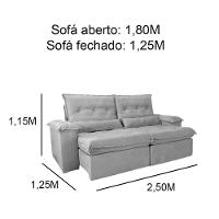 Sofá Retrátil Reclinável Imperial Molas Ensacadas Veludo Bege 2,50m - 2