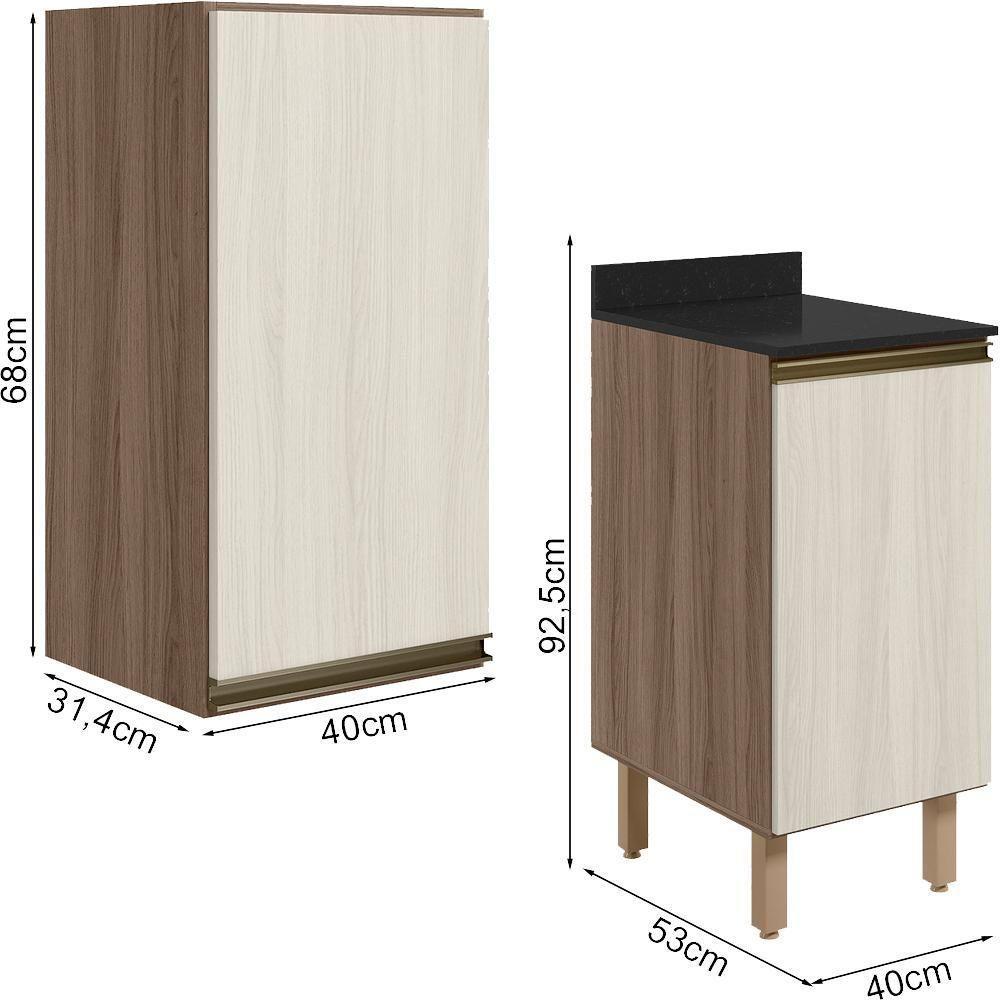 Armario Aereo Balcao 1 Porta 40cm Mdf Kali Nicioli Carvalho Toq Bianco Toq - 3