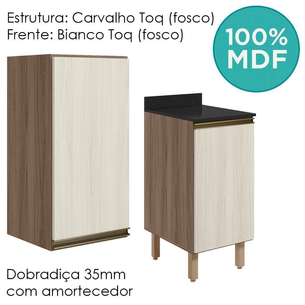 Armario Aereo Balcao 1 Porta 40cm Mdf Kali Nicioli Carvalho Toq Bianco Toq - 4