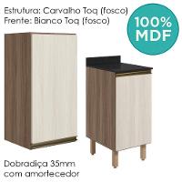 Armario Aereo Balcao 1 Porta 40cm Mdf Kali Nicioli Carvalho Toq Bianco Toq
