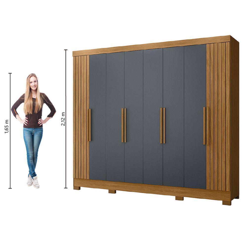 Guarda Roupas Casal Ripado 8 Portas 4 Gavetas Diamante Moval Freijo Cin - 5