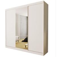 Guarda Roupa 3 Portas De Correr Com Espelho Central 4 Gavetas Evidence Minastex Branco - 1