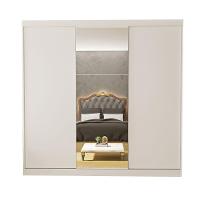 Guarda Roupa 3 Portas De Correr Com Espelho Central 4 Gavetas Evidence Minastex Branco