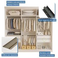 Guarda Roupa 3 Portas De Correr Com Espelho Central 4 Gavetas Evidence Minastex Branco - 7