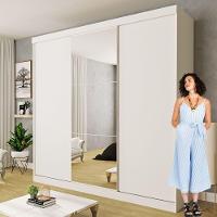 Guarda Roupa 3 Portas De Correr Com Espelho Central 4 Gavetas Evidence Minastex Branco - 10