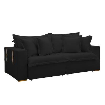 Sofá Cama Retrátil E Reclinável Arizona Veludo Preto 2,40m