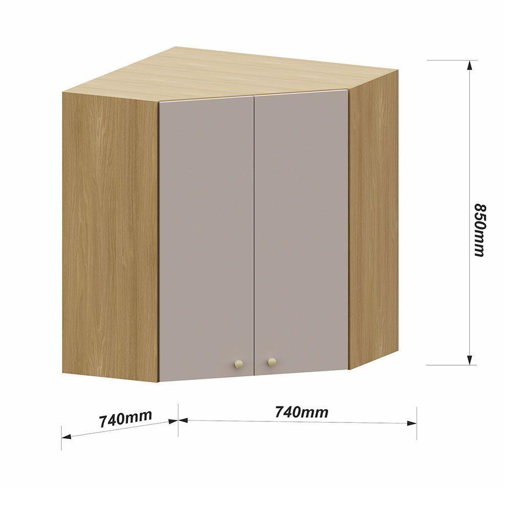 Armário Aéreo Canto Diagonal 74cm 2 Pts Elegance Luciane Móv Freijó/cinammon - 3