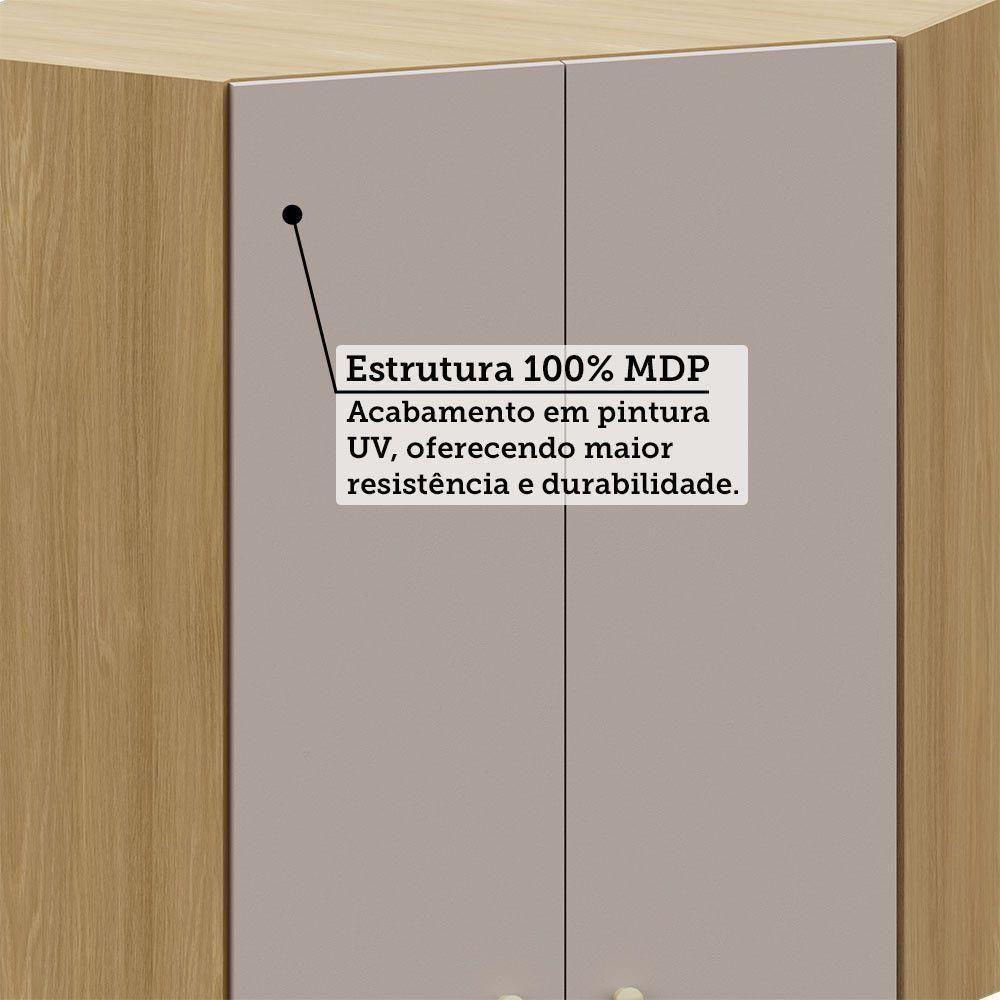 Armário Aéreo Canto Diagonal 74cm 2 Pts Elegance Luciane Móv Freijó/cinammon - 4