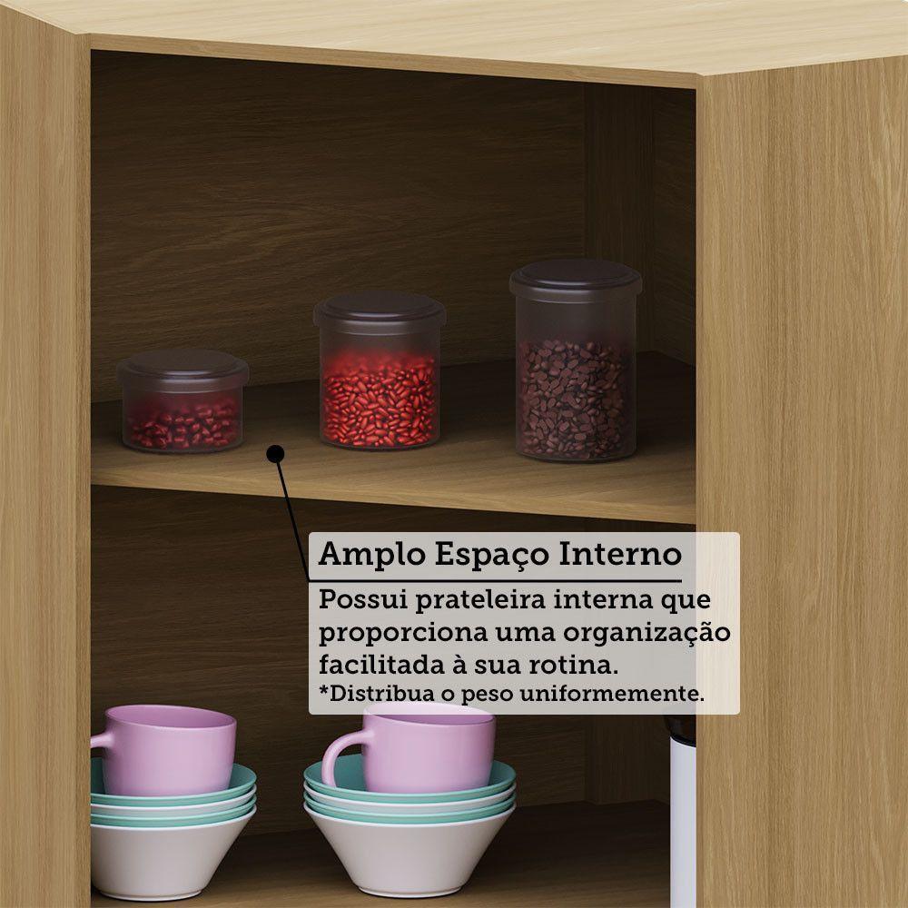 Armário Aéreo Canto Diagonal 74cm 2 Pts Elegance Luciane Móv Freijó/cinammon - 5