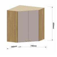 Armário Aéreo Canto Diagonal 74cm 2 Pts Elegance Luciane Móv Freijó/cinammon - 3