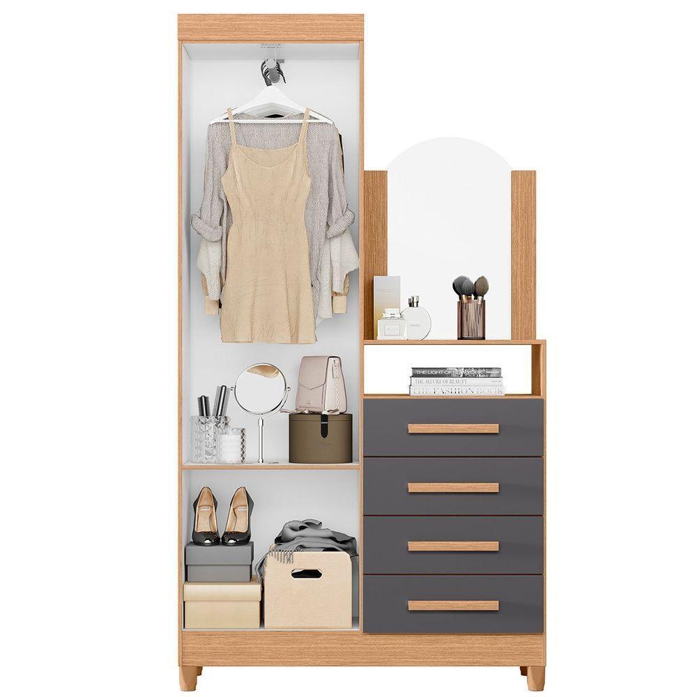 Guarda-roupa Solteiro Com Cômoda Capri 2 Portas Freijó/titanium - 2