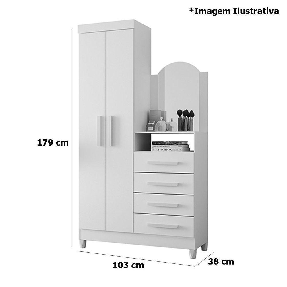 Guarda-roupa Solteiro Com Cômoda Capri 2 Portas Freijó/titanium - 3