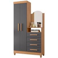 Guarda-roupa Solteiro Com Cômoda Capri 2 Portas Freijó/titanium - 5