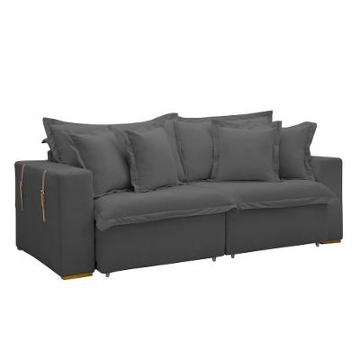 Sofá Cama Retrátil E Reclinável Arizona Veludo Cinza 2,40m