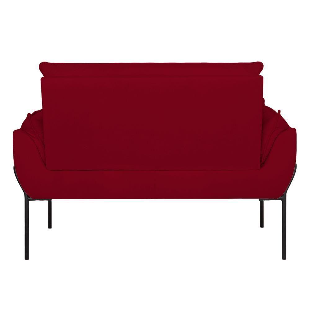 Sofá Namoradeira Base Metal Preta Reforçada Tecido Suede Vermelho - 7