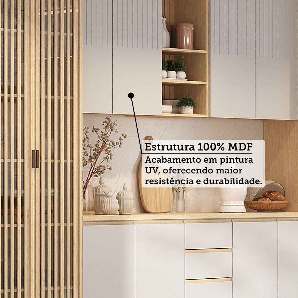 Cozinha Completa Torre Tampo 340cm Aura Luciane Móveis Carvalho/cinza Cristal - 5