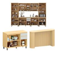 Cozinha Completa Torre Tampo 340cm Aura Luciane Móveis Carvalho/cinza Cristal - 3