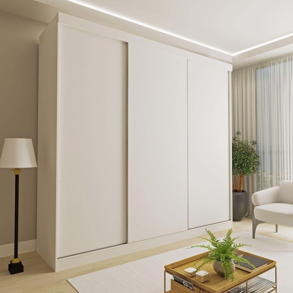 Guarda Roupa 3 Portas De Correr 4 Gavetas Cronos Minastex Branco - 2