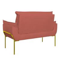 Sofá Namoradeira Base Metal Dourada Reforçada Tecido Suede Rosa - 6