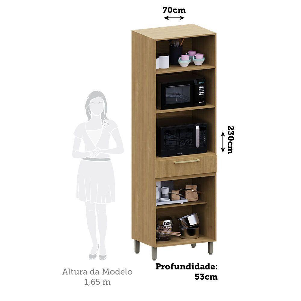 Paneleiro 70cm 4 Pts 1 Gav C/ Nicho Micro-ondas Elegance Luc Freijó/freijó Brasil - 3