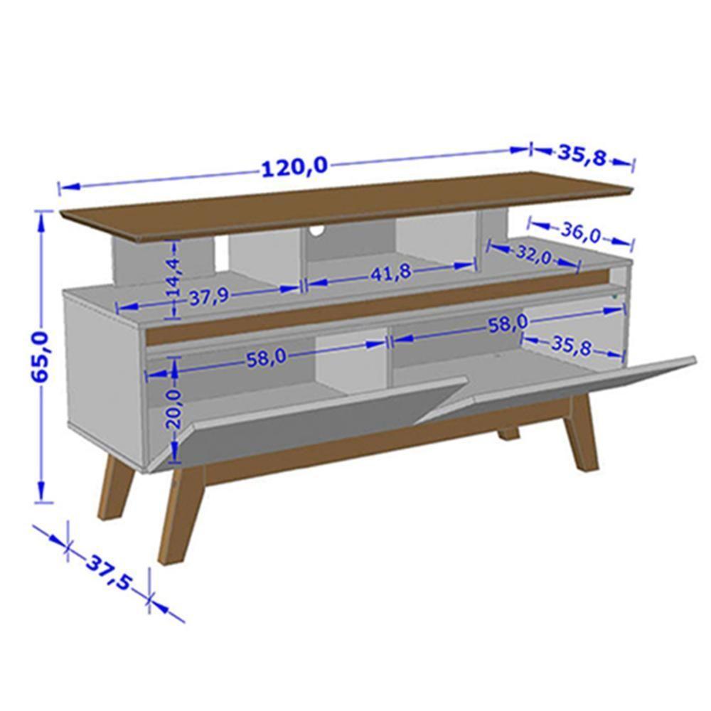 Rack Sala Rubi 1.2 Para Tv Até 50 2 Portas Pé Madeira Macica Naturale/off White - 4