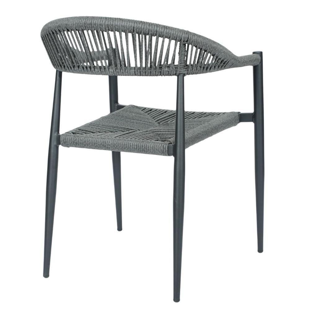 Kit 4 Cadeiras Empilhável Laguna Trancoso Fratini Aluminio Preto Assento Trama Corda Náutica Preto - 5
